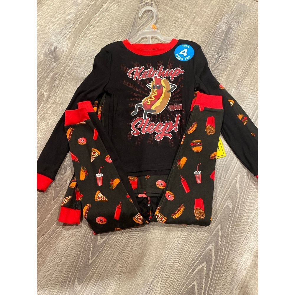 Kids 4 piece Pajama Set Ketchup on Some Sleep 5/6